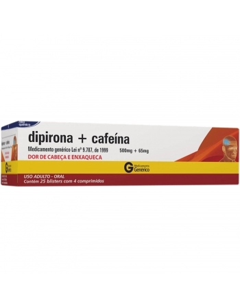DIPIRONA SODICA + CAFEINA 25X4 C/100UN NEO GEN