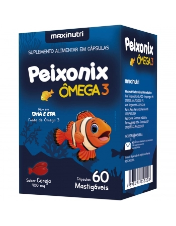 PEIXONIX OMEGA-3 MASTIGAVEL SABOR CEREJA 60 CAPS