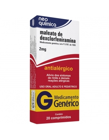 MALEATO DE DEXCLORFENIRAMINA 2MG C20