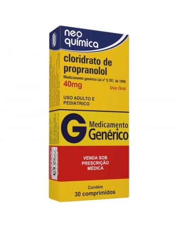 CLOR DE PROPRANOLOL 40MG C 30
