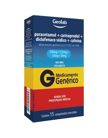 PARACETAMOL+CARISOPRODOL+DICLOFENACO SODICO+CAFEINA 300+125+50+30MG C15