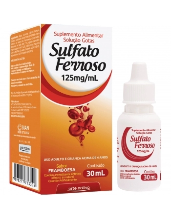 SULFATO FERROSO SABOR FRAMBOESA EM GTS 30ML