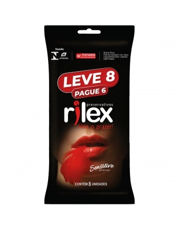 PRESERVATIVO RILEX SENSITIVE 18X8 LEVE 8 PAGUE 6