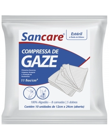 COMPRESSA DE GAZE ESTERIL 11 FIOS SANCARE