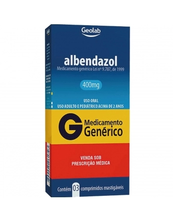ALBENDAZOL 400MG - CX. C/ 03 COMP. MASTIGÁVEL