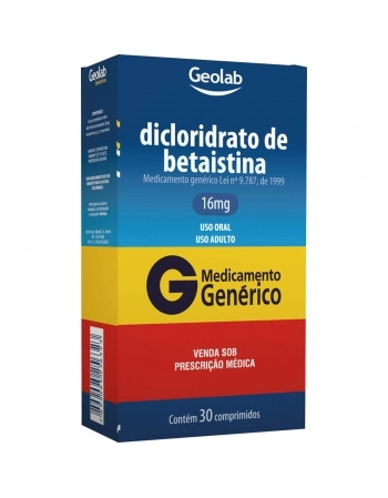 DICLORIDRATO DE BETAISTINA 16MG C/30 COM