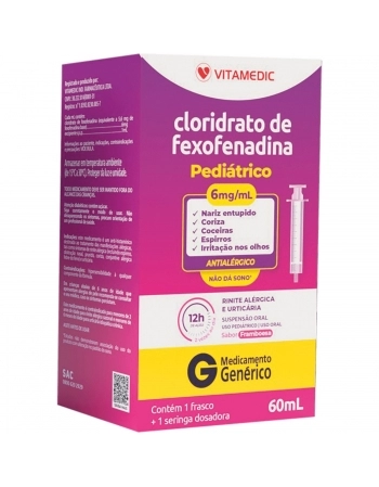 CLOR DE FEXOFENADINA SUSPENSÃO ORAL 6MG /60 ML
